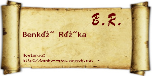 Benkő Réka névjegykártya